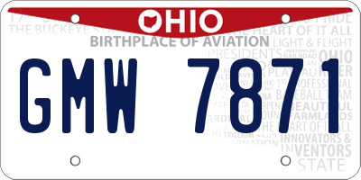OH license plate GMW7871