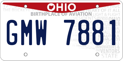 OH license plate GMW7881