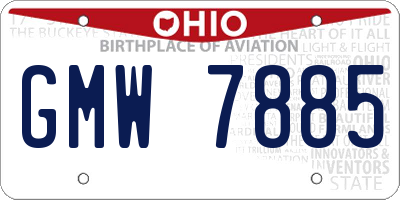 OH license plate GMW7885