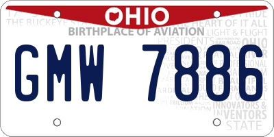 OH license plate GMW7886
