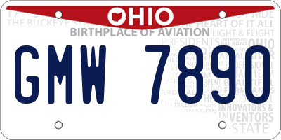 OH license plate GMW7890