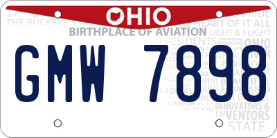 OH license plate GMW7898