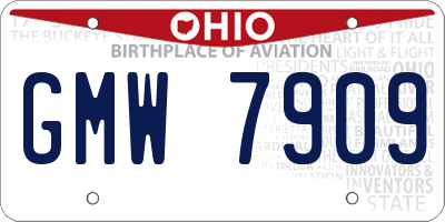 OH license plate GMW7909