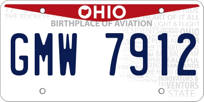 OH license plate GMW7912