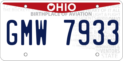 OH license plate GMW7933
