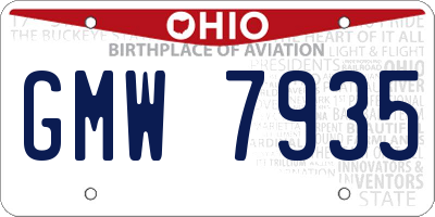 OH license plate GMW7935