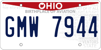 OH license plate GMW7944