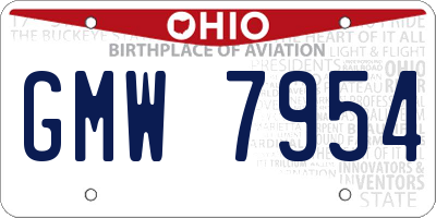 OH license plate GMW7954