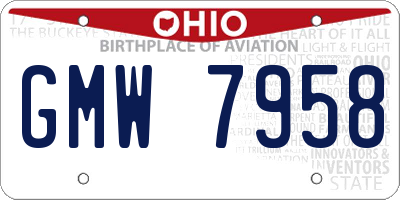 OH license plate GMW7958