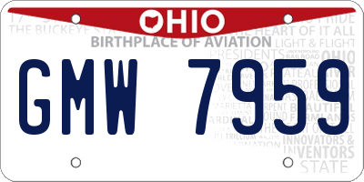 OH license plate GMW7959