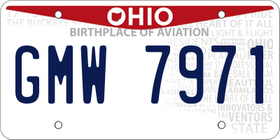 OH license plate GMW7971
