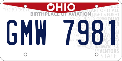 OH license plate GMW7981
