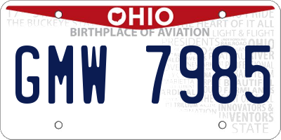 OH license plate GMW7985