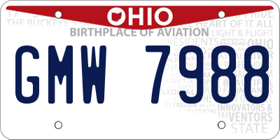 OH license plate GMW7988