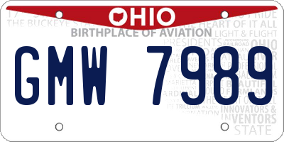 OH license plate GMW7989