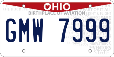 OH license plate GMW7999