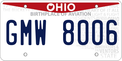 OH license plate GMW8006