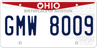 OH license plate GMW8009
