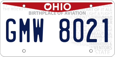 OH license plate GMW8021