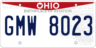 OH license plate GMW8023