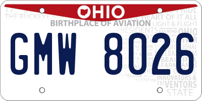 OH license plate GMW8026