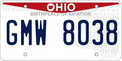 OH license plate GMW8038