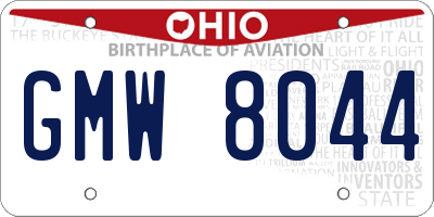 OH license plate GMW8044
