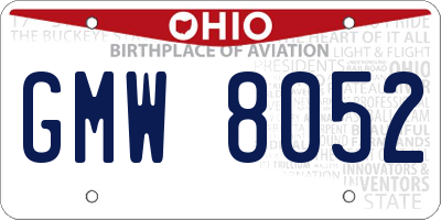 OH license plate GMW8052