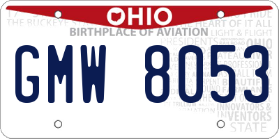OH license plate GMW8053