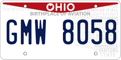 OH license plate GMW8058