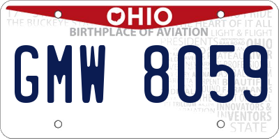 OH license plate GMW8059