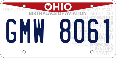 OH license plate GMW8061