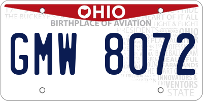 OH license plate GMW8072
