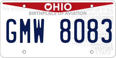 OH license plate GMW8083