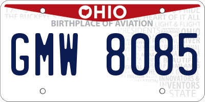OH license plate GMW8085