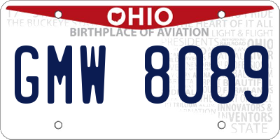OH license plate GMW8089
