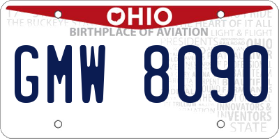 OH license plate GMW8090