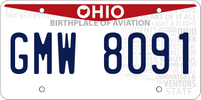 OH license plate GMW8091
