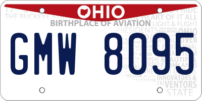 OH license plate GMW8095