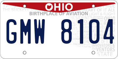 OH license plate GMW8104