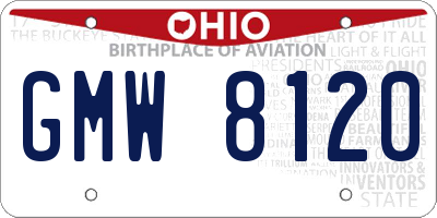 OH license plate GMW8120