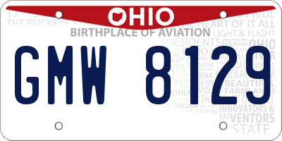 OH license plate GMW8129