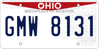 OH license plate GMW8131