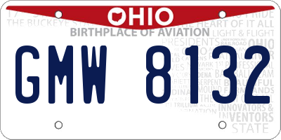 OH license plate GMW8132
