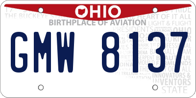 OH license plate GMW8137