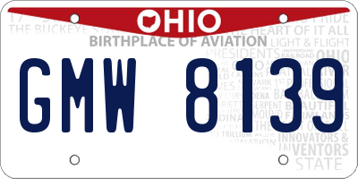 OH license plate GMW8139