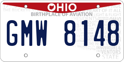 OH license plate GMW8148