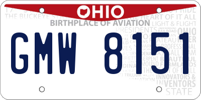 OH license plate GMW8151