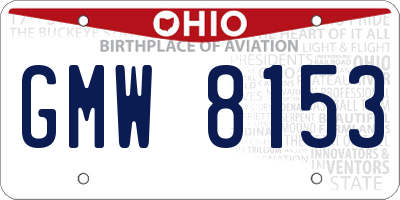 OH license plate GMW8153