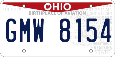 OH license plate GMW8154